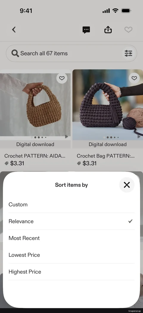 Сценарий: Sorting items (shop) 2