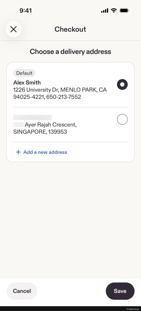 Смена a delivery address 2