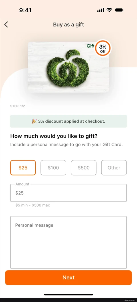 Сценарий: Purchasing a gift card 2