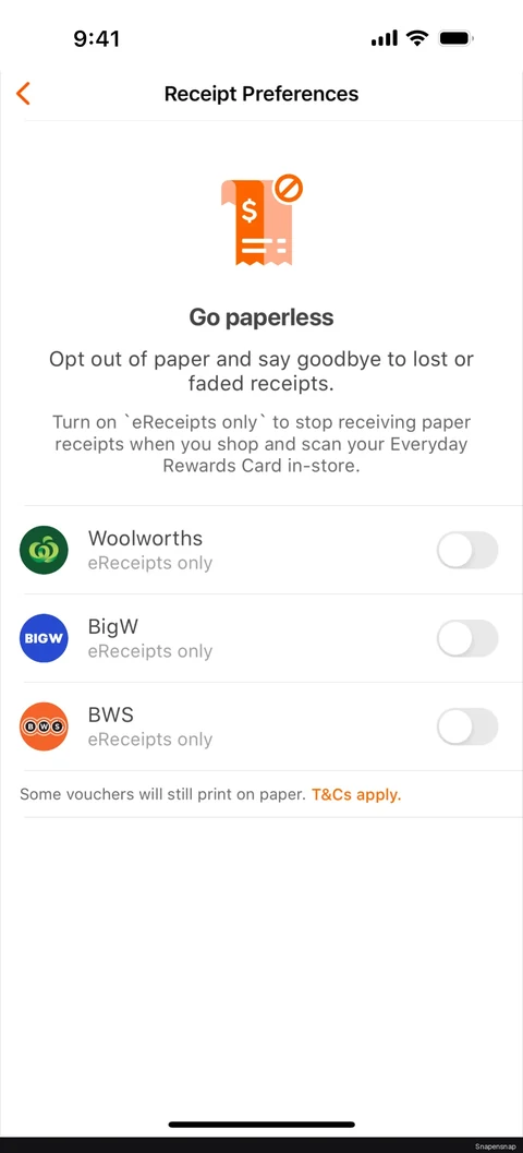 Смена receipt preferences 2