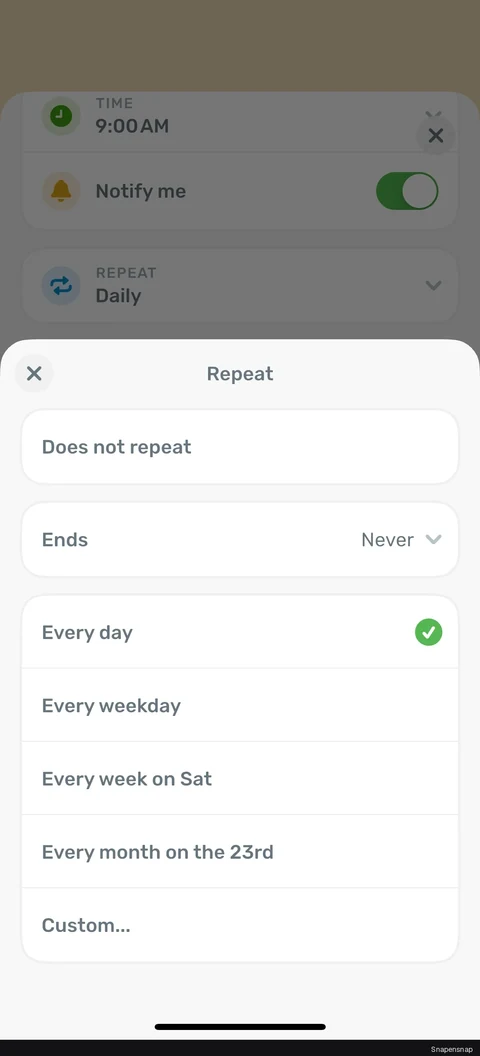 Сценарий: Setting a repeat schedule 2