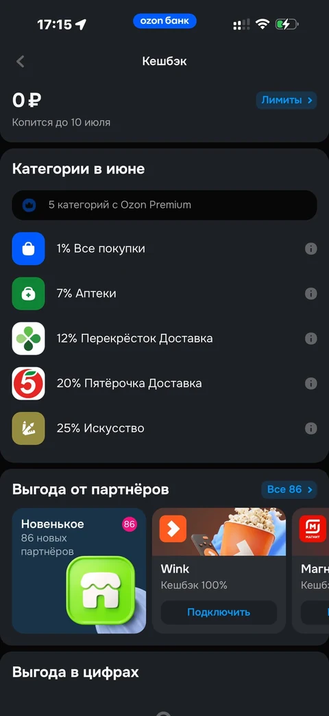 Ozon Банк · Кэшбэк · 310