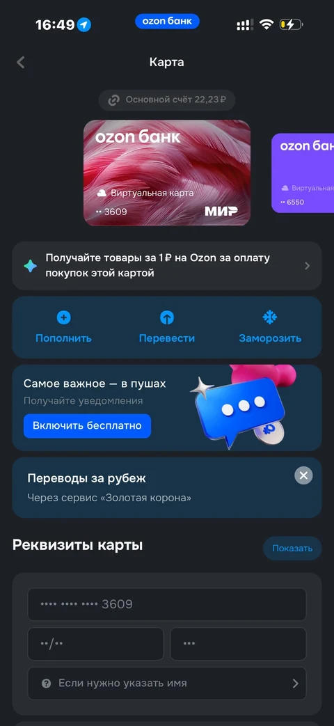Ozon Банк · Детали · 272