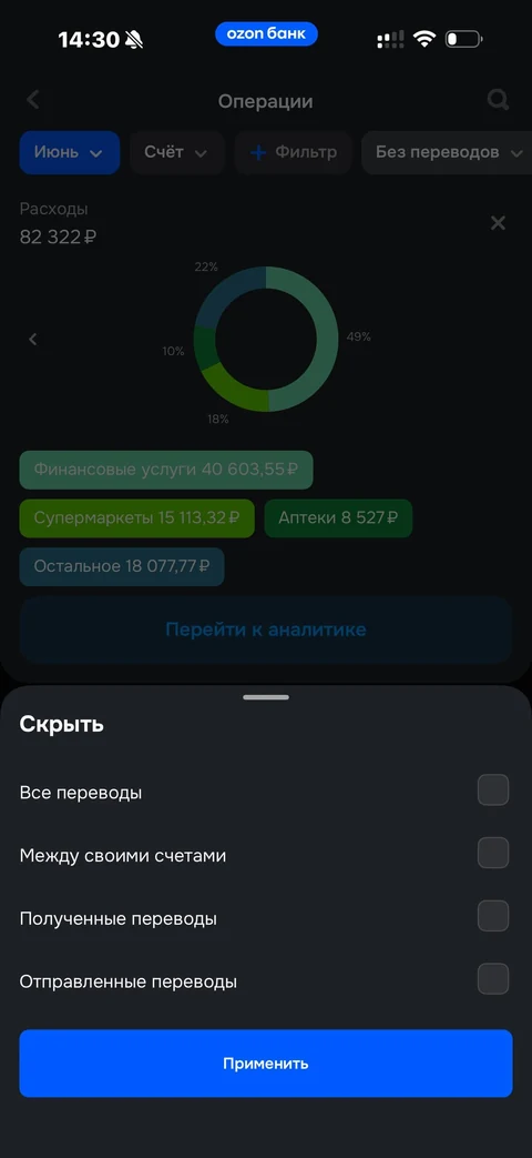 Ozon Банк · Операции · 98