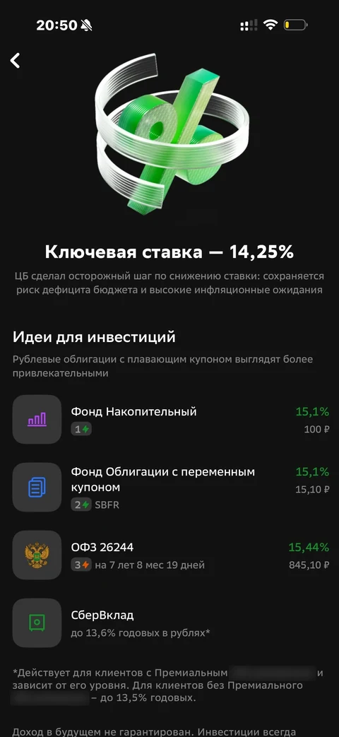 Сбер · Инвестиции · 694