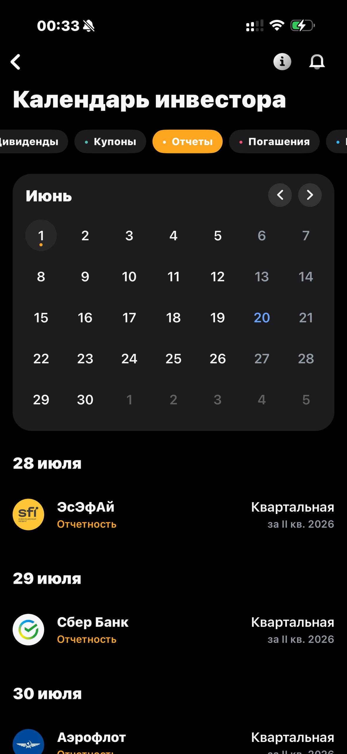 Т-Инвестиции · Календарь инвестора · 616